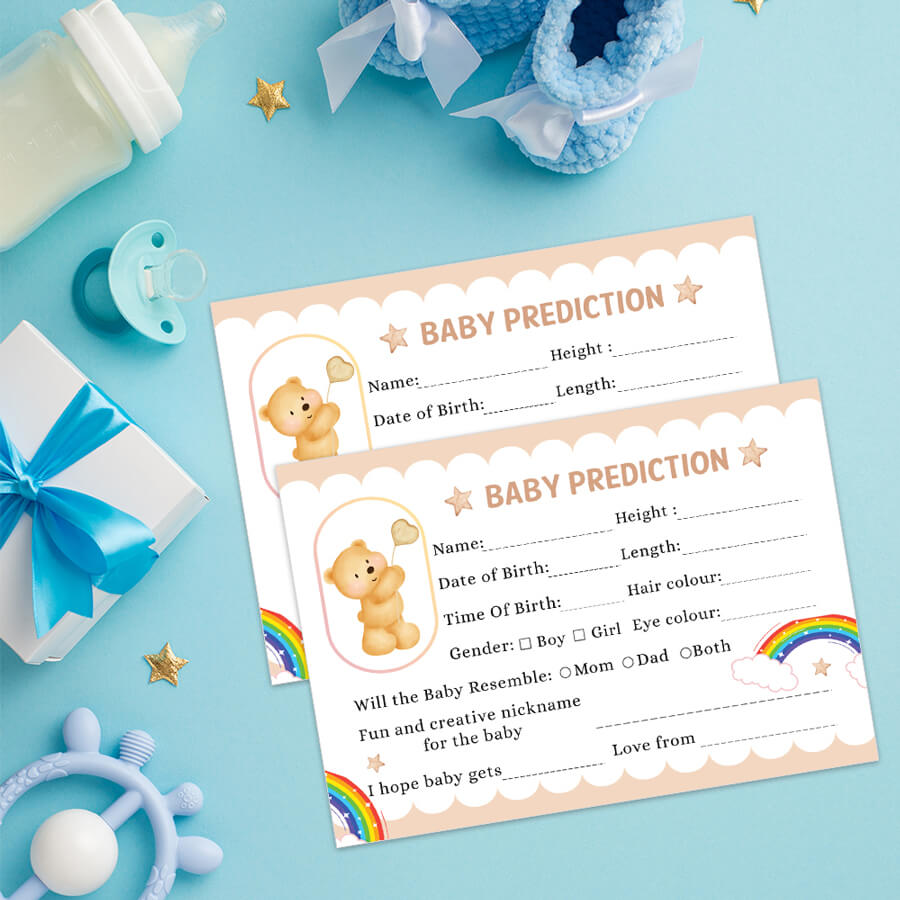 Teddy Bear Baby Prediction Cards - Set of 24