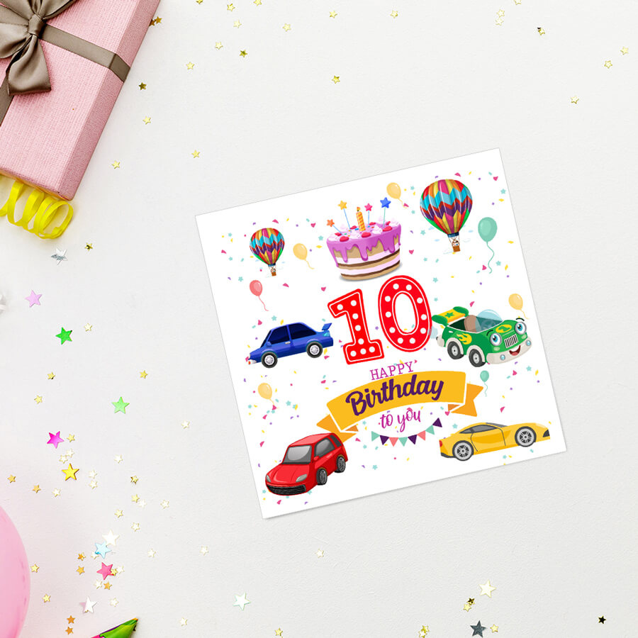 Vibrant Vehicle Birthday Cards for Kids (Ages 1-15)