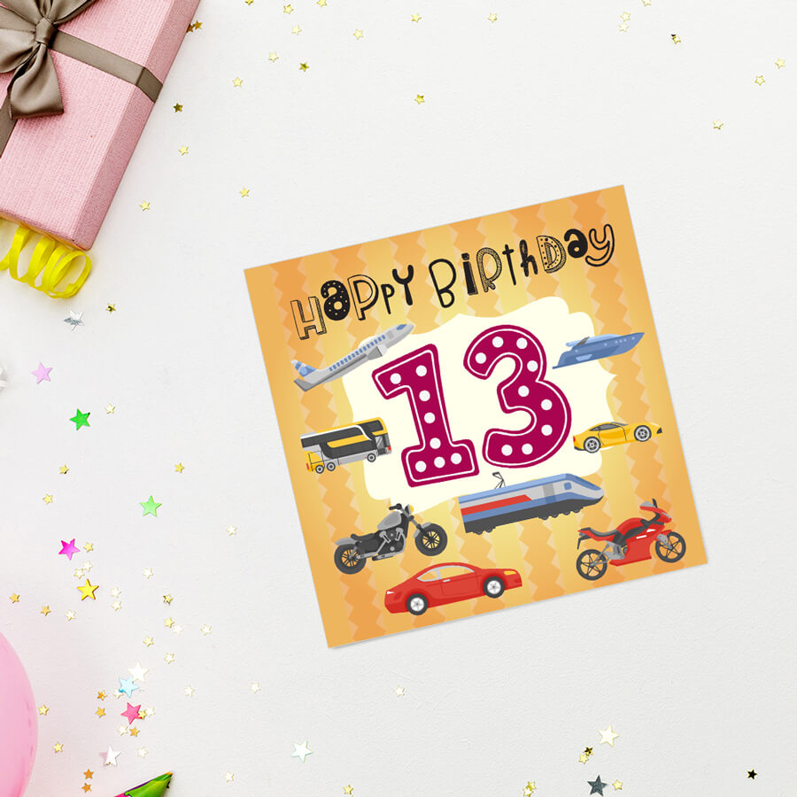 Vibrant Vehicle Birthday Cards for Kids (Ages 1-15)