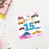 Vibrant Vehicle Birthday Cards for Kids (Ages 1-15)