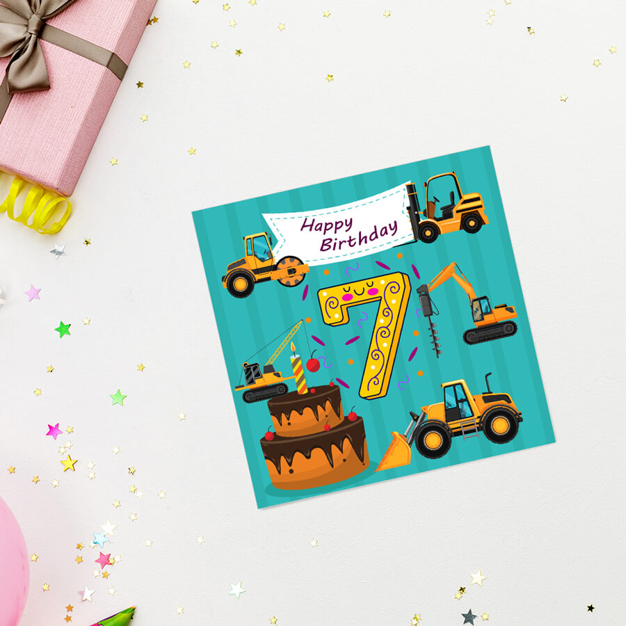Vibrant Vehicle Birthday Cards for Kids (Ages 1-15)