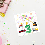 Vibrant Vehicle Birthday Cards for Kids (Ages 1-15)