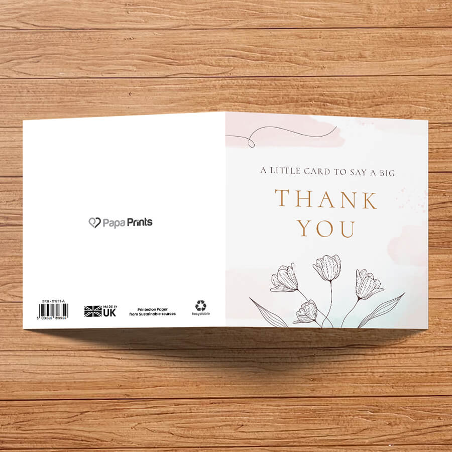 Elegant Floral Thank You Card With Matching Envelope