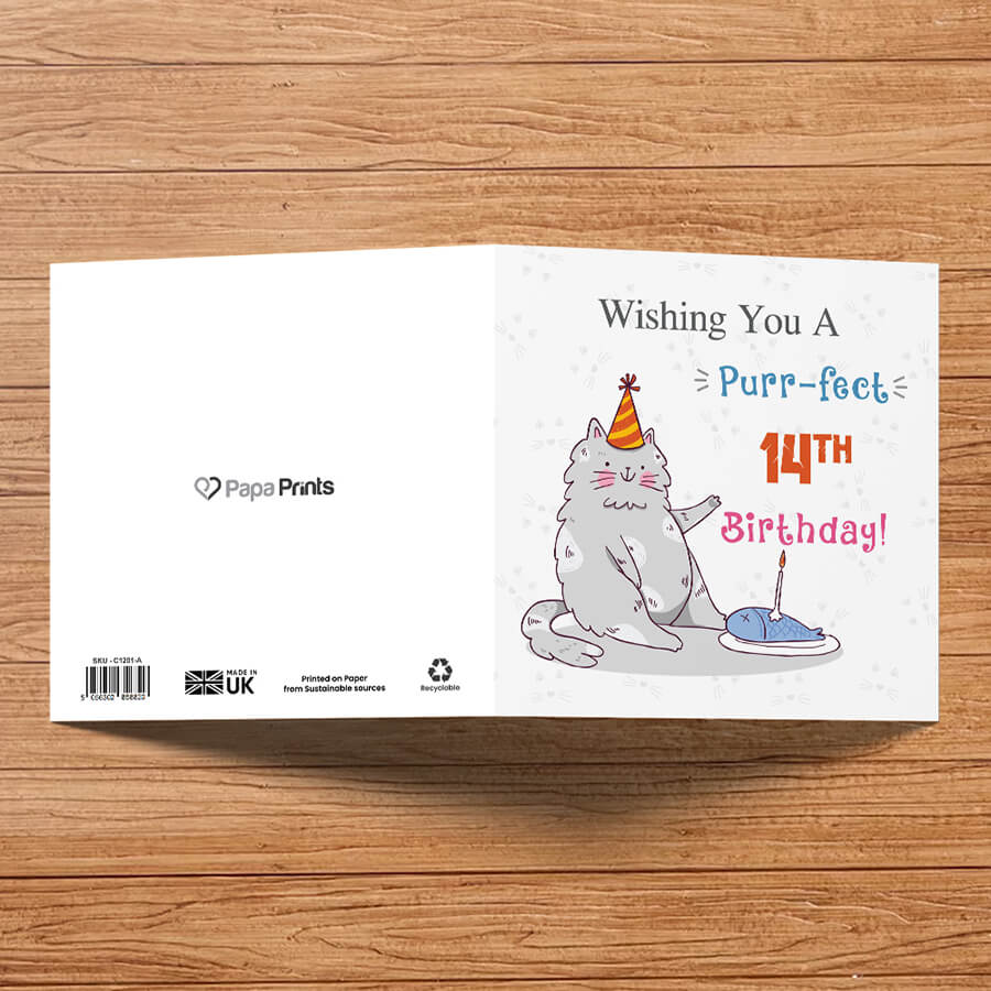 Personalised Cat Birthday Greeting Card With Age