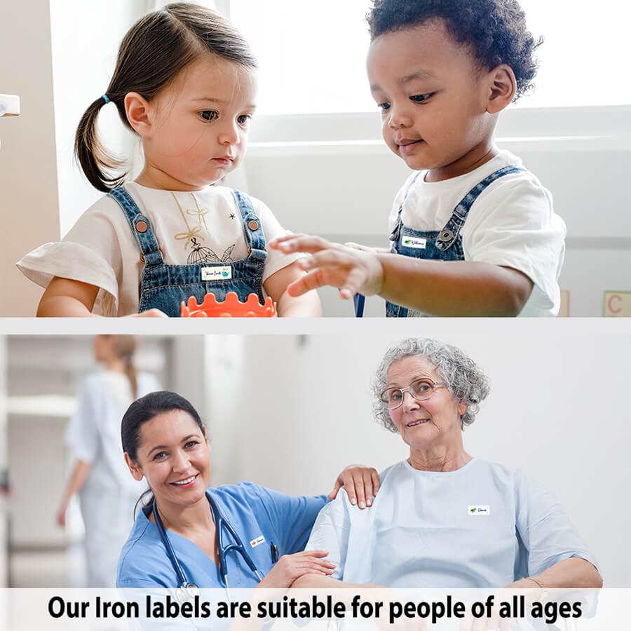 Iron-on labels for dark fabrics