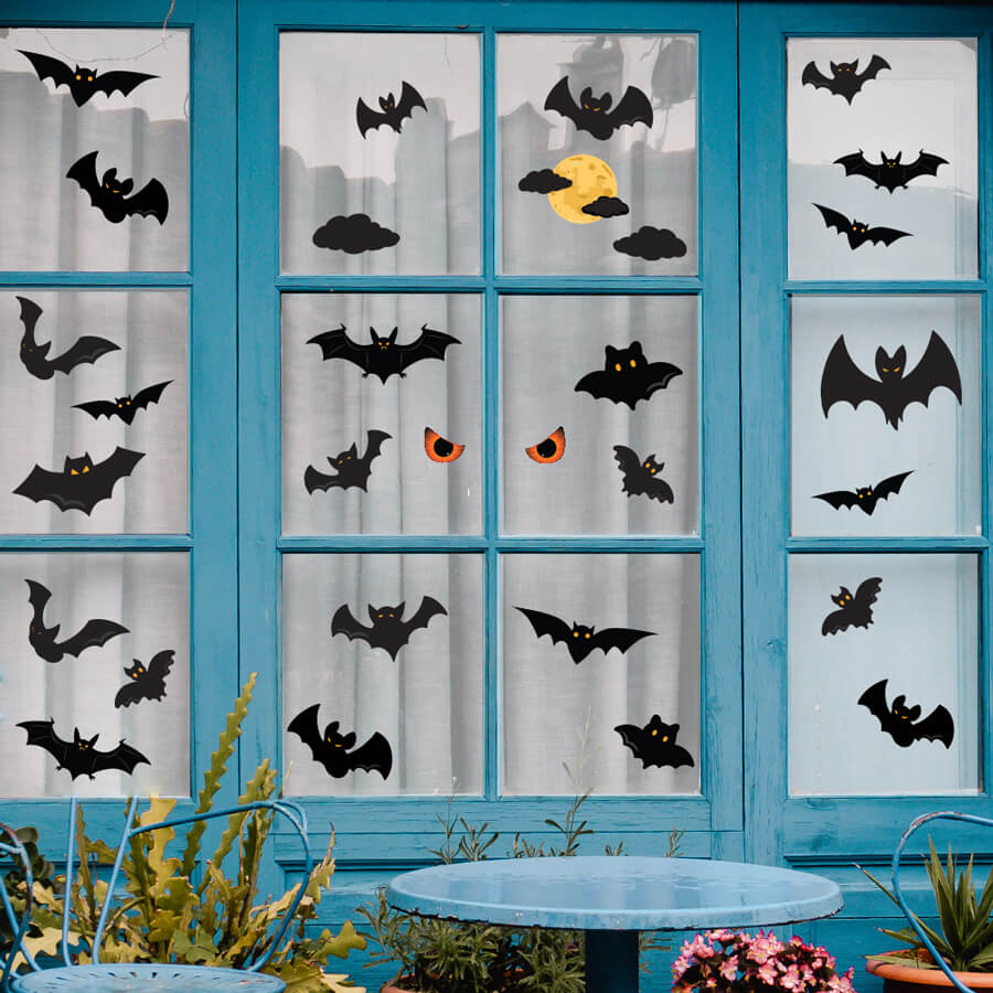 Flying Bat Halloween Window Stickers