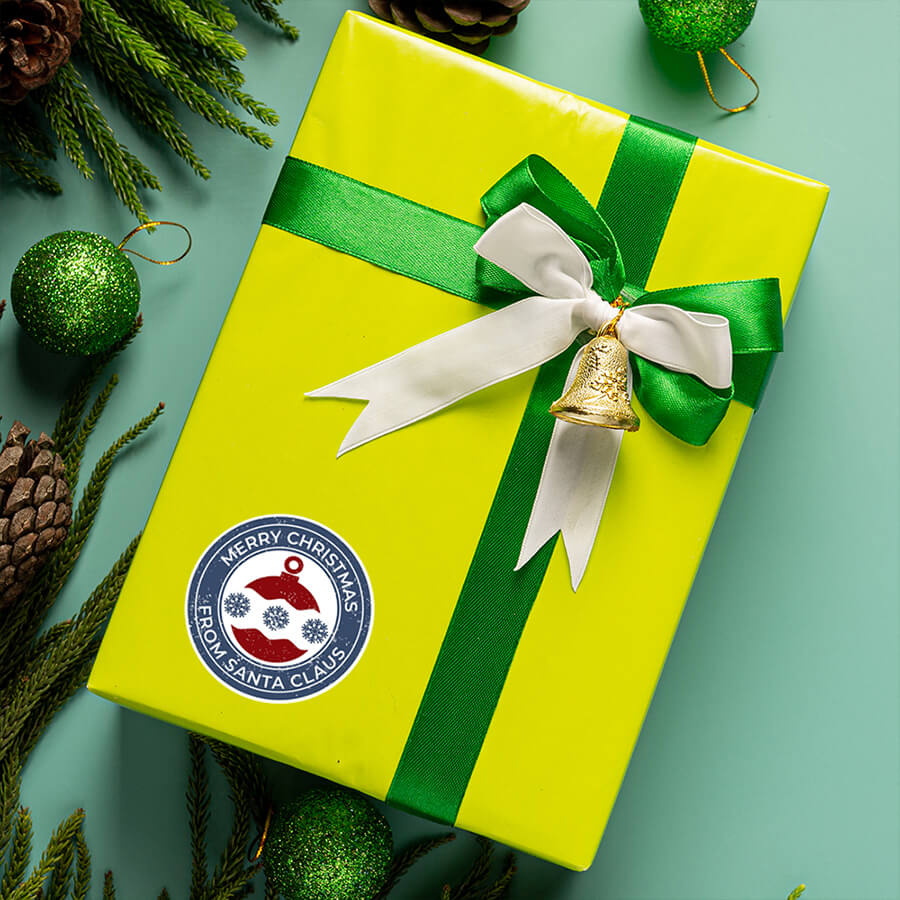 Christmas Stamp Sticker - Round - Postal Mark
