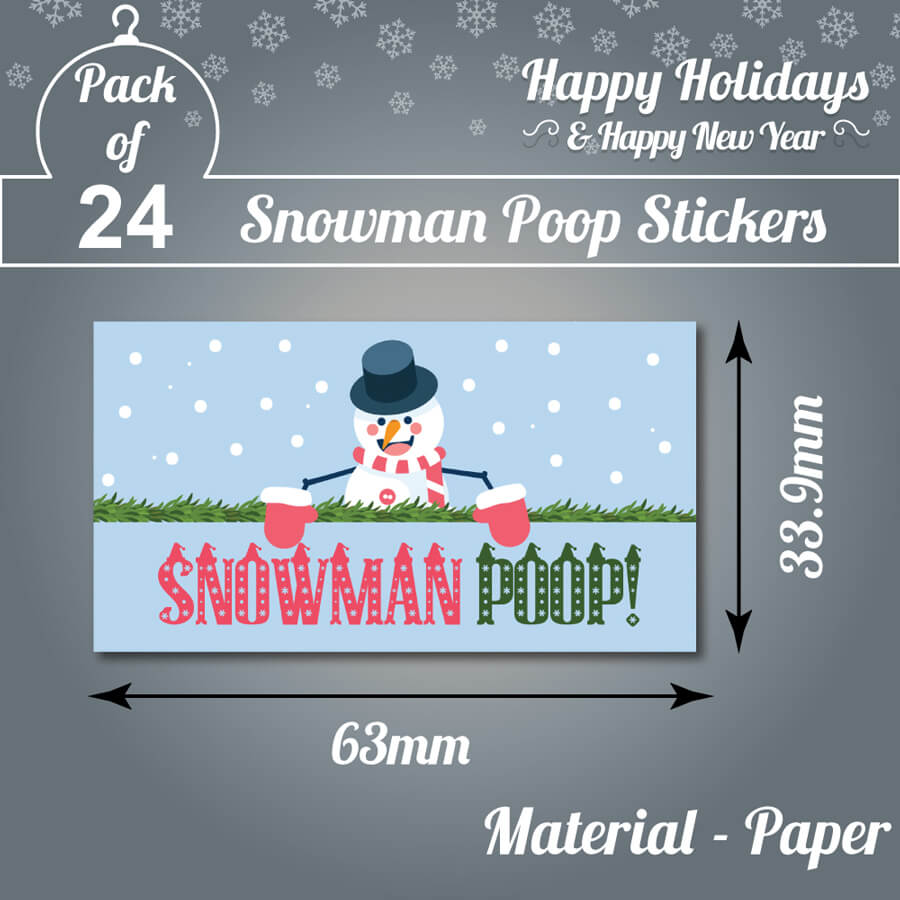 Funny snowman poop stickers