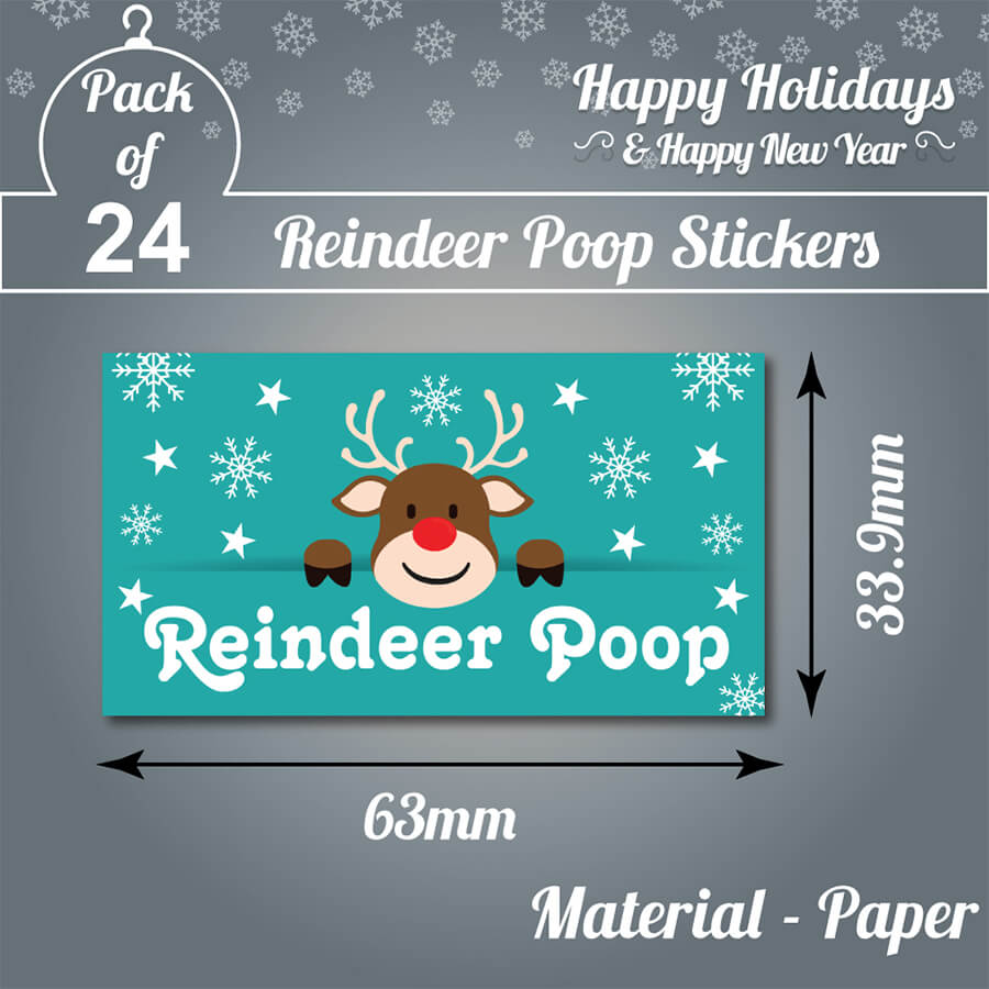 festive reindeer poop labels
