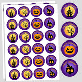 Purple & Black Happy Halloween Stickers