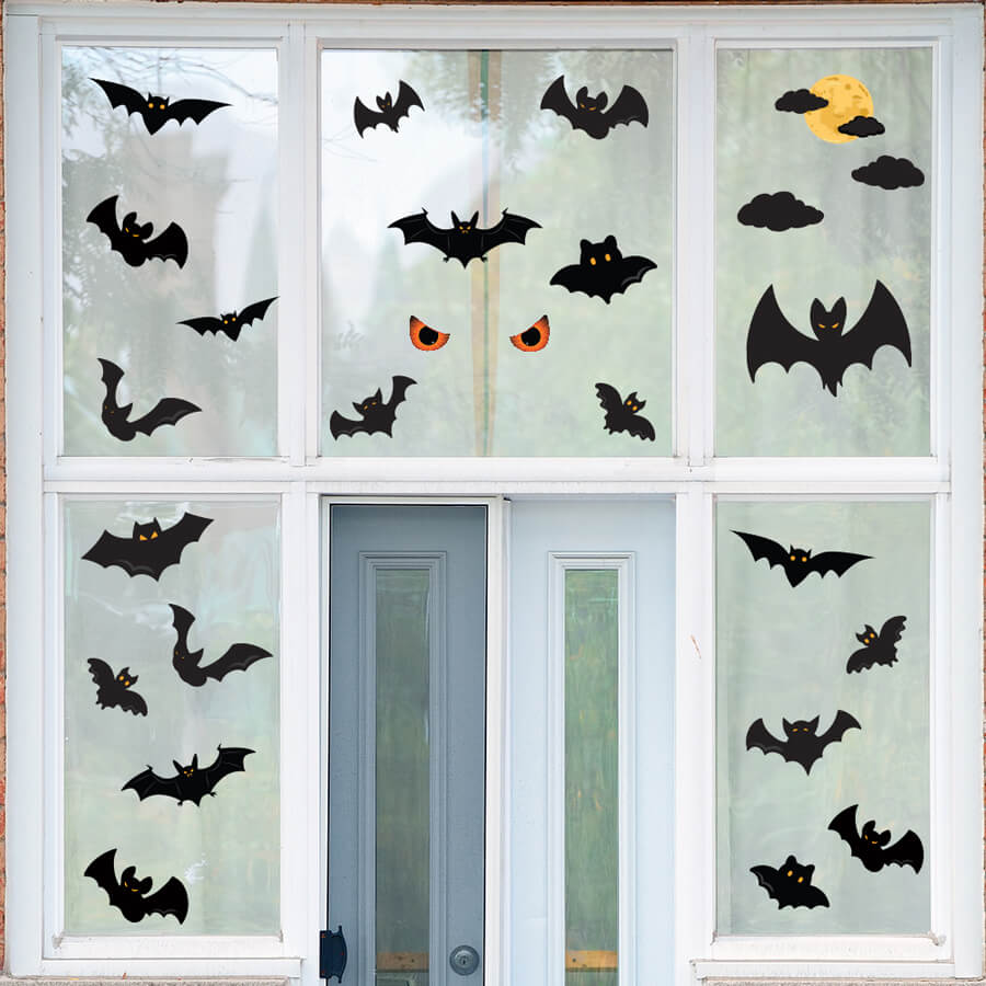 Flying Bat Halloween Window Stickers