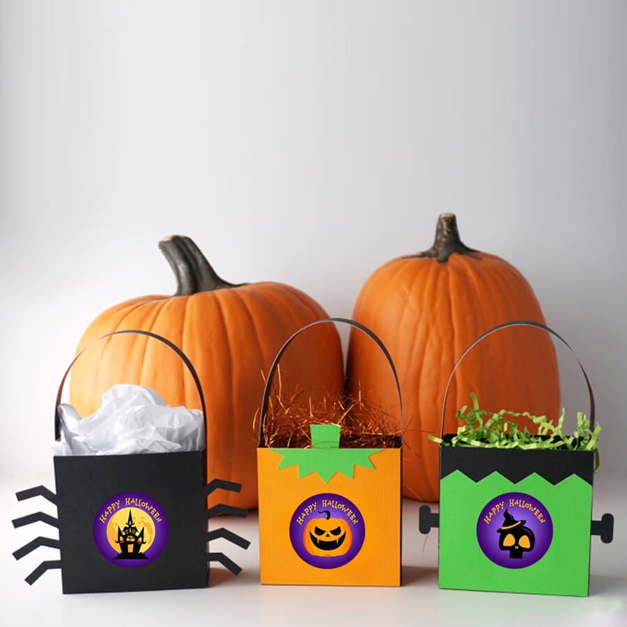 Purple & Black Happy Halloween Stickers