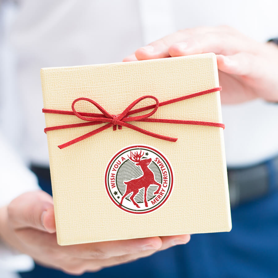 Christmas Stamp Sticker - Round - Postal Mark