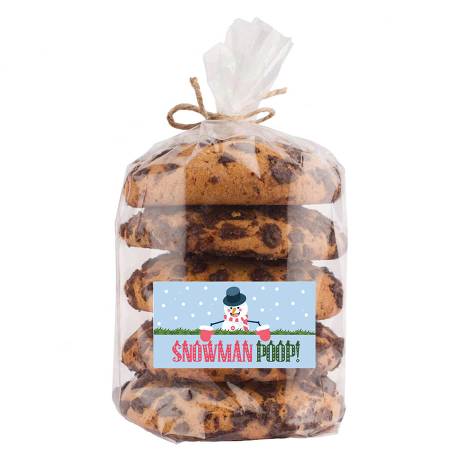 Snowman poop packaging sticker
