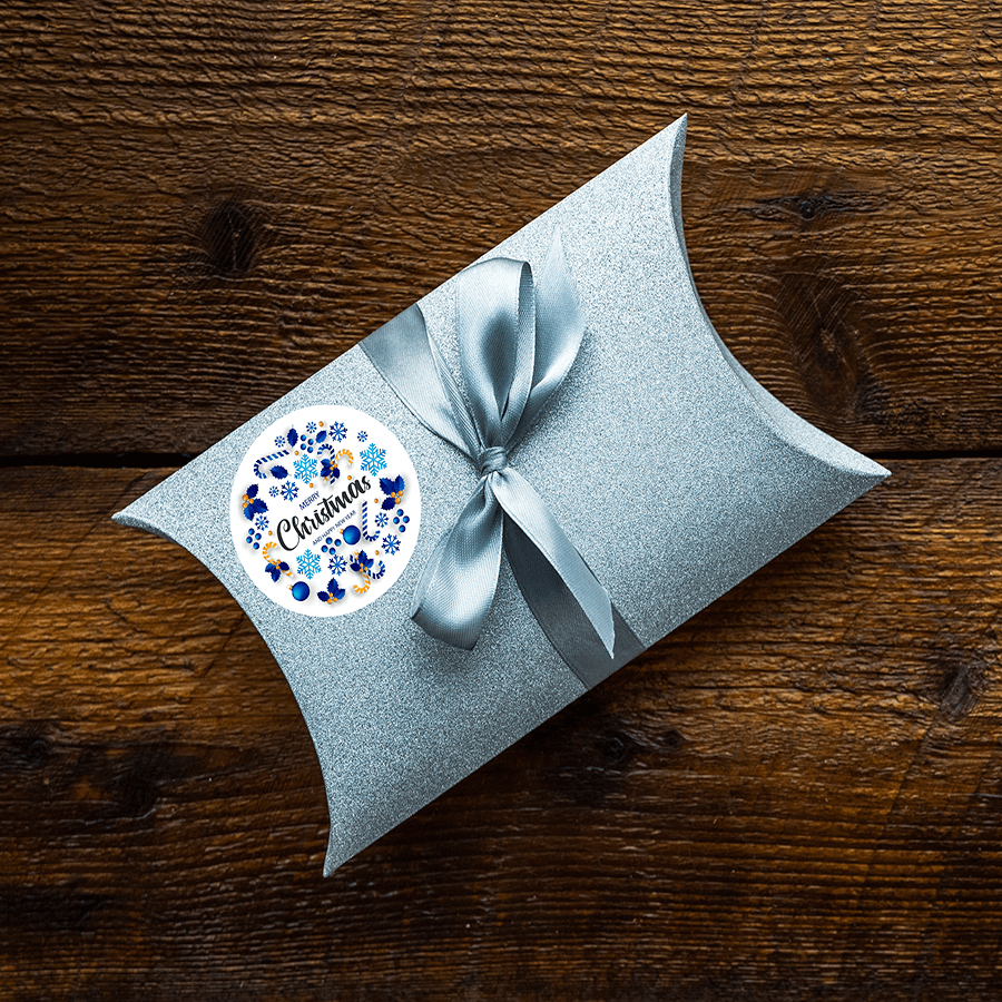 Christmas Gift Stickers - Round -  Colourful Xmas Ornaments