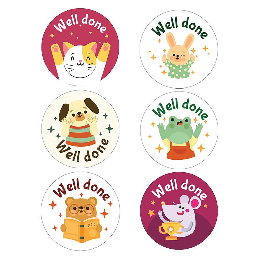 Animal theme Well Done Reward Stickers