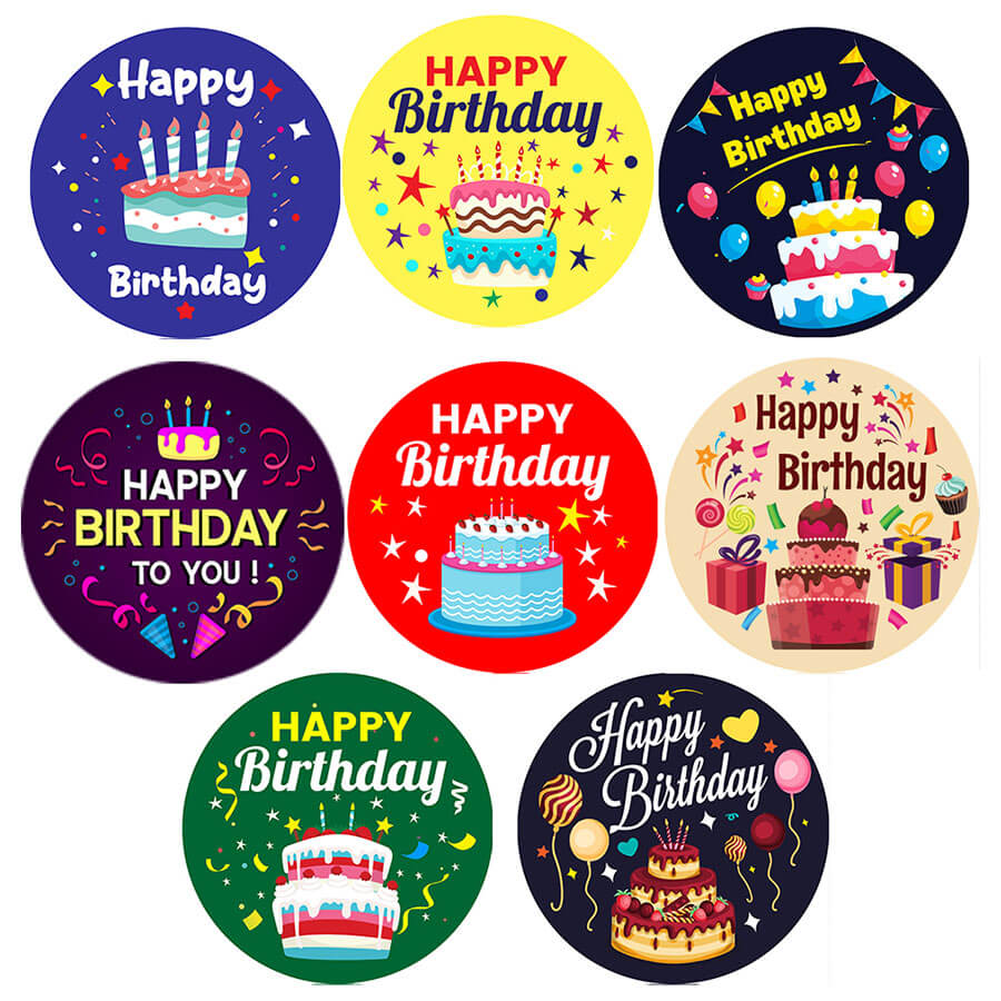 Cake theme Happy Birthday Stickers