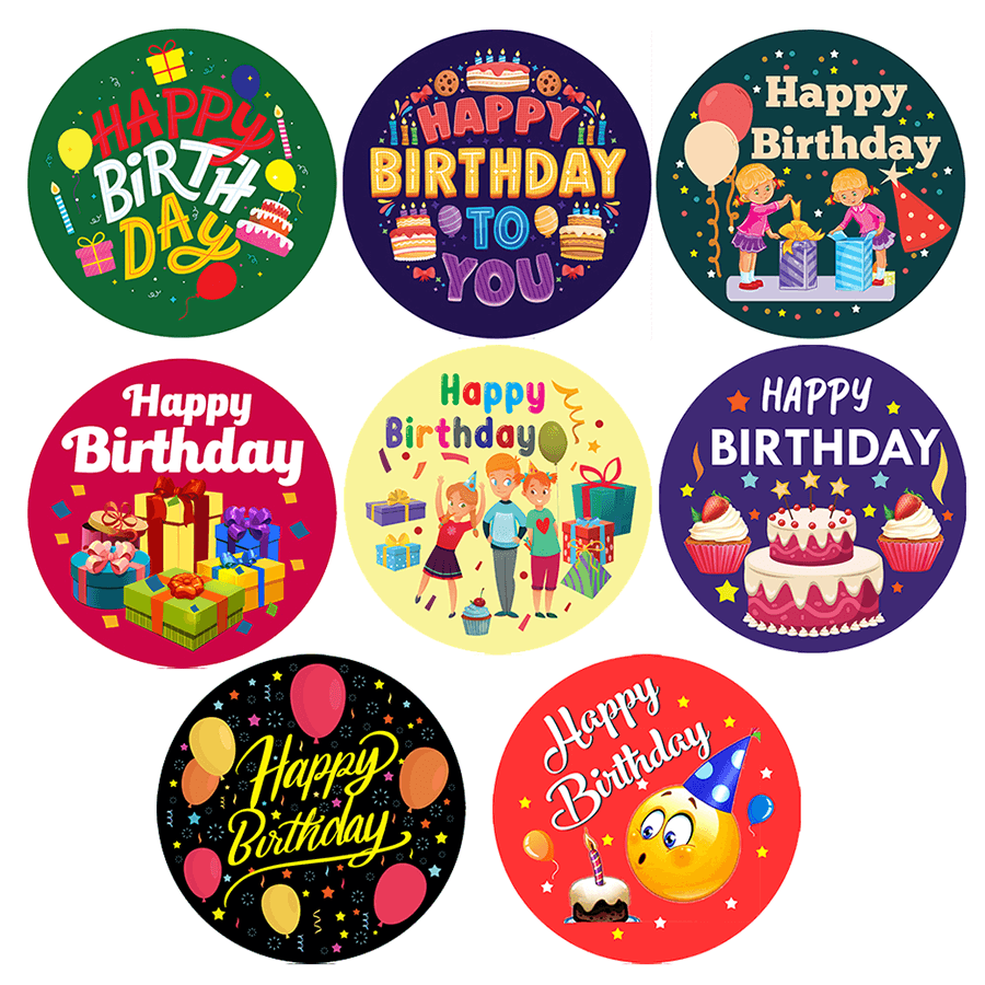 Sparkly Happy Birthday Stickers