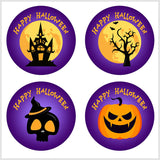 Purple & Black Happy Halloween Stickers