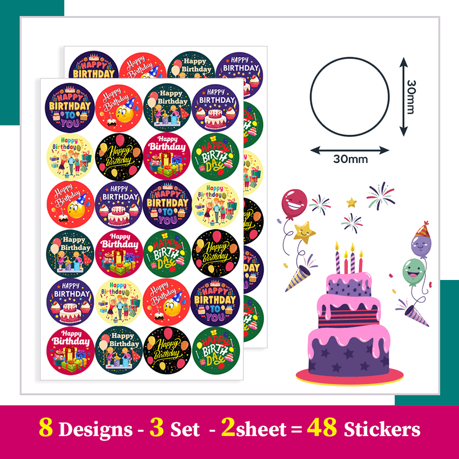 Sparkly Happy Birthday Stickers