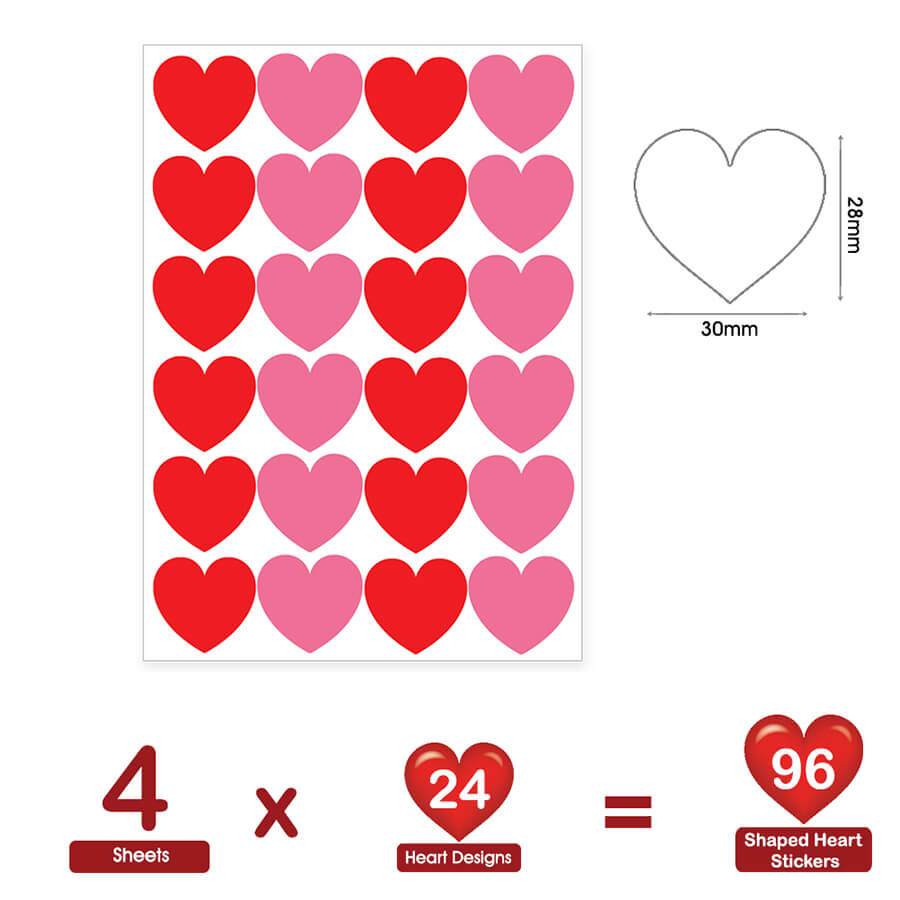 Red and Pink heart Stickers