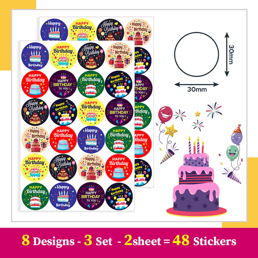 Cake theme Happy Birthday Stickers