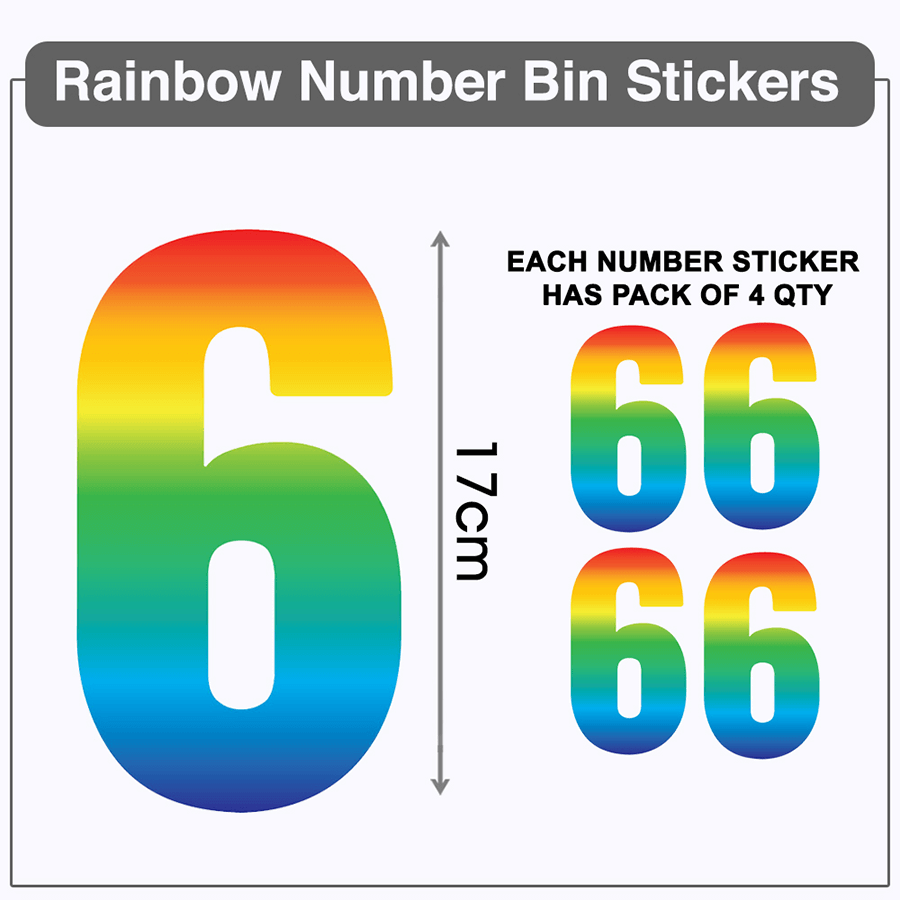 Trendy Rainbow Bin Number Stickers