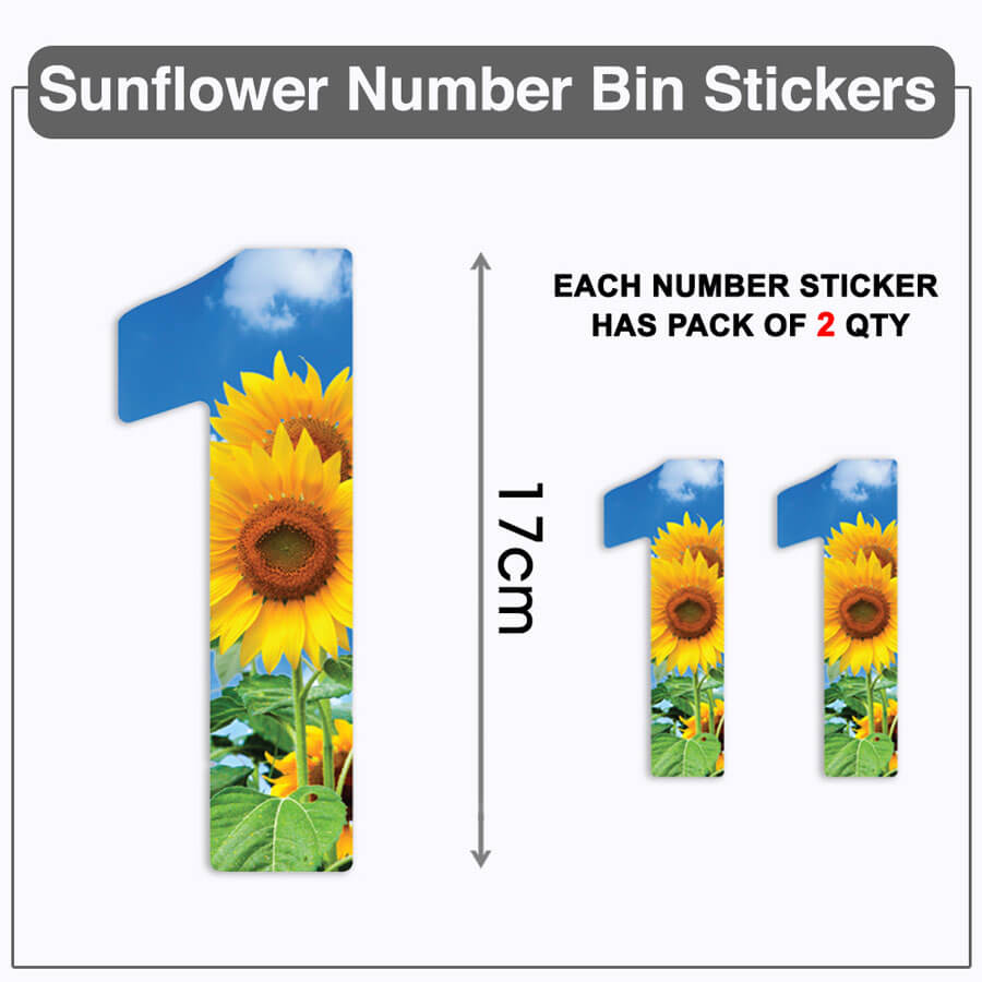 Waterproof Sunflower Stickers For Wheelie Bins