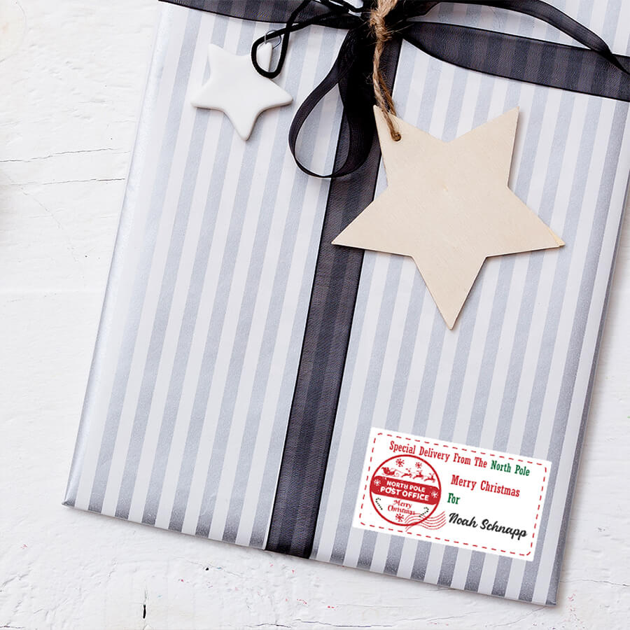 Personalised Christmas Stamp Sticker - Rectangle - Reindeer