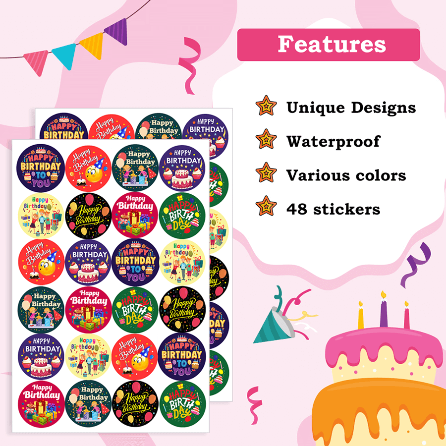 Sparkly Happy Birthday Stickers