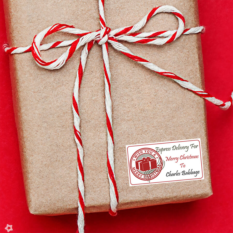 Personalised Christmas Stamp Sticker - Rectangle - Reindeer