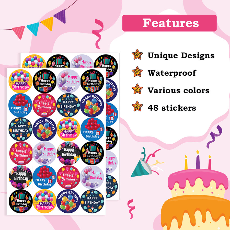 Balloon Happy Birthday Stickers
