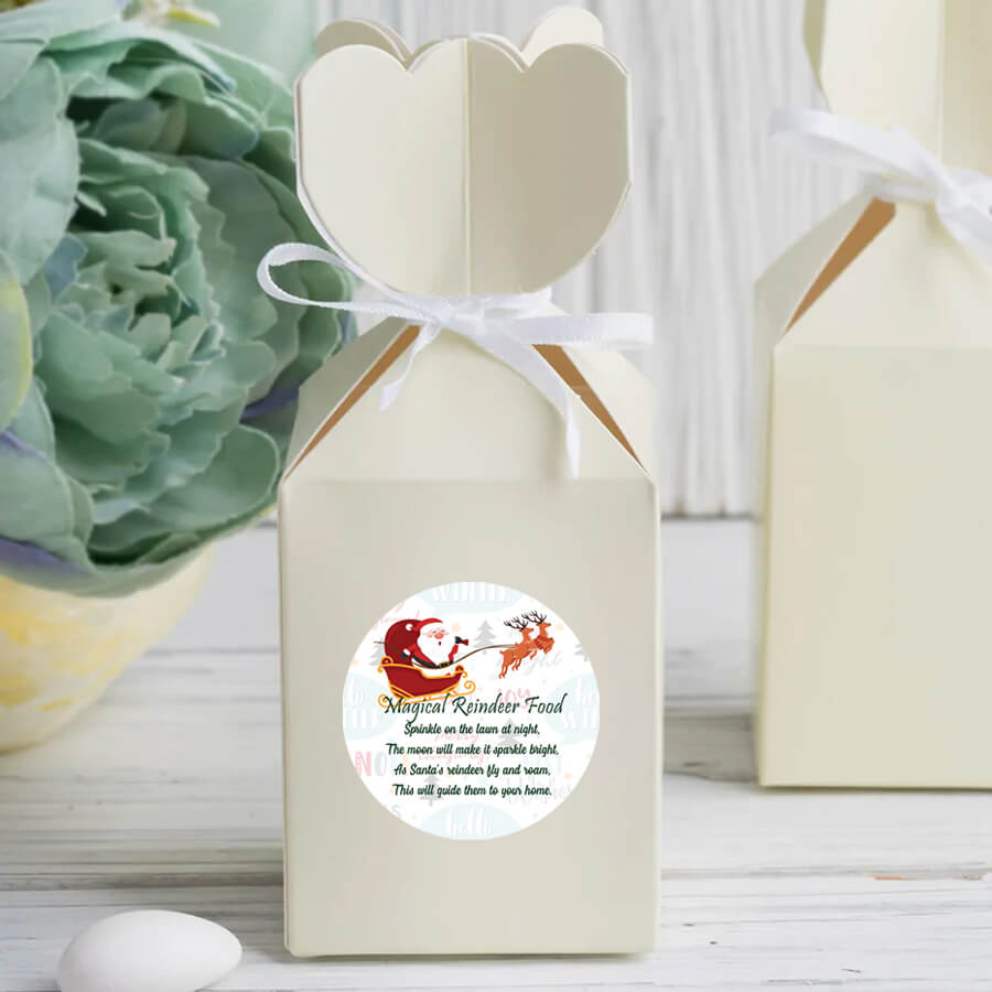 Festive reindeer food stickers for gifts