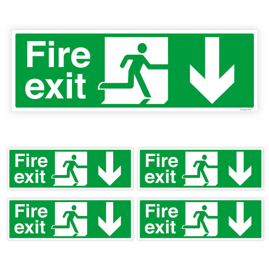 Fire Exit Directional Arrow Sign Stickers