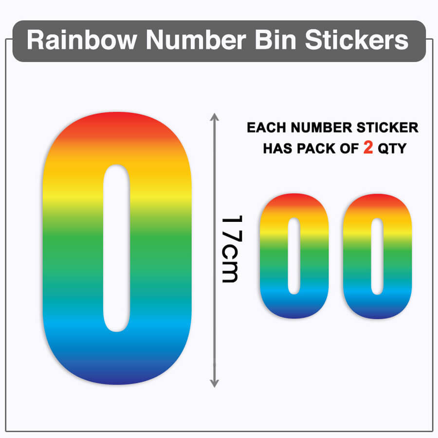 Trendy Rainbow Bin Number Stickers
