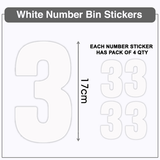 Plain White Wheelie Bin Stickers: Numbers Ranging from 0-9