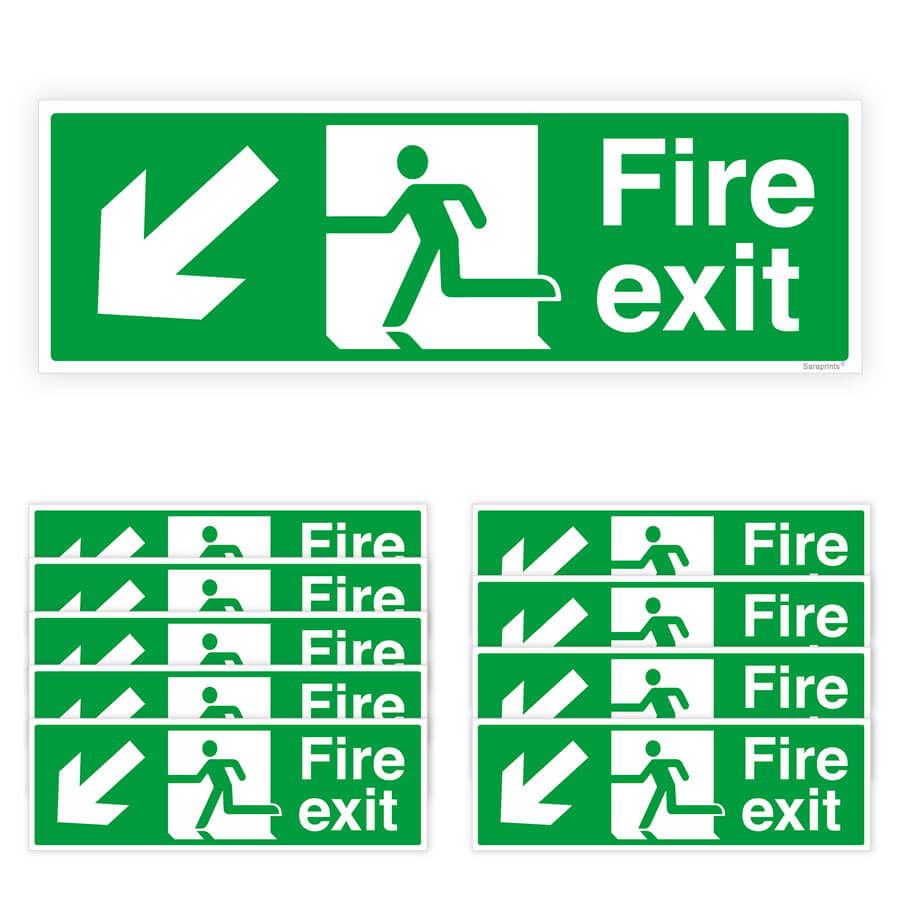 Fire Exit Directional Arrow Sign Stickers