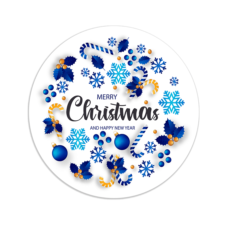 Christmas Gift Stickers - Round -  Colourful Xmas Ornaments