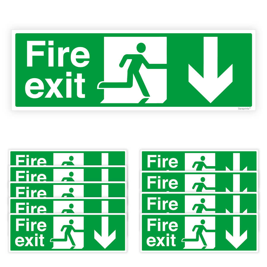 Fire Exit Directional Arrow Sign Stickers