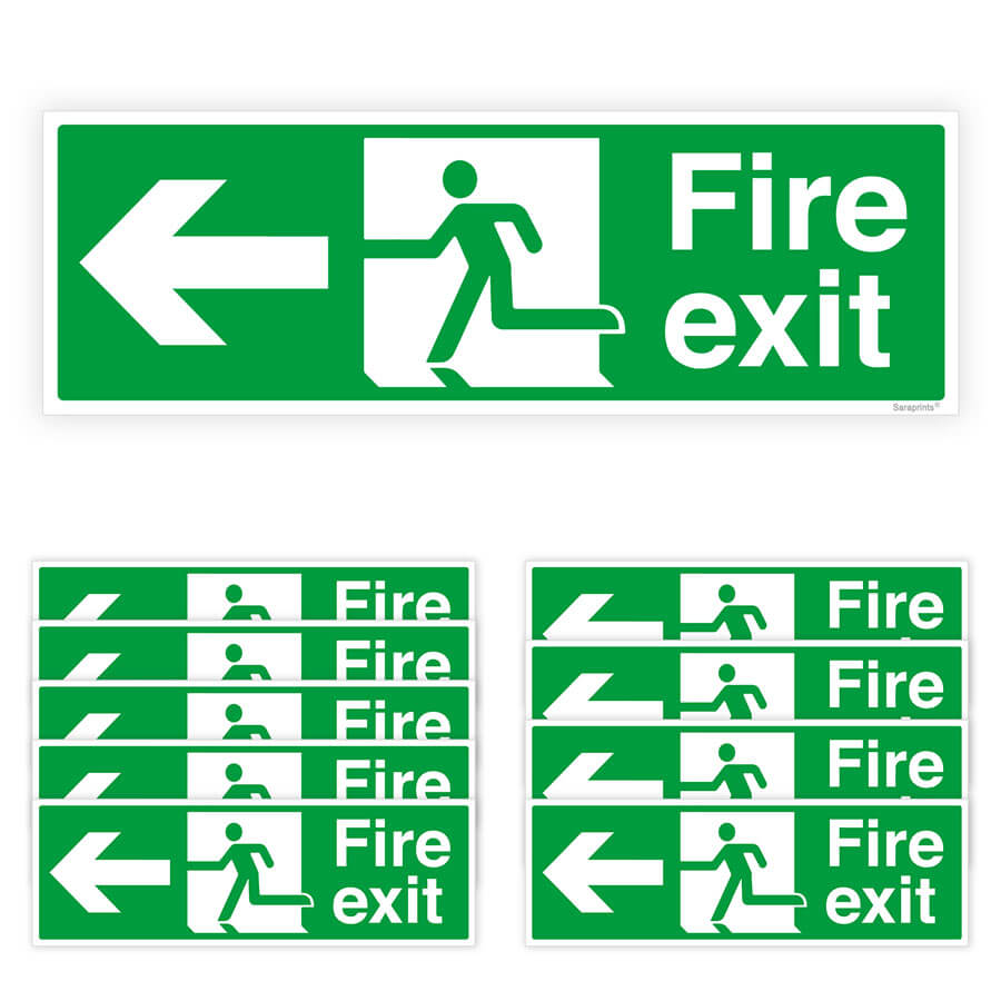 Fire Exit Directional Arrow Sign Stickers