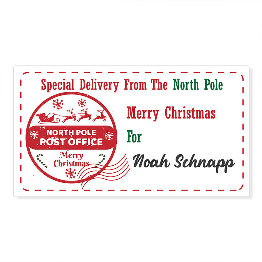 Personalised Christmas Stamp Sticker - Rectangle - Reindeer