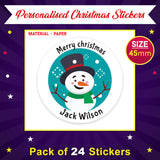 Personalised Christmas Sticker - Round - Snowman