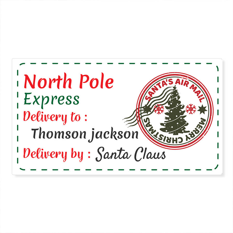 Personalised Christmas Stamp Sticker - Rectangle - Reindeer