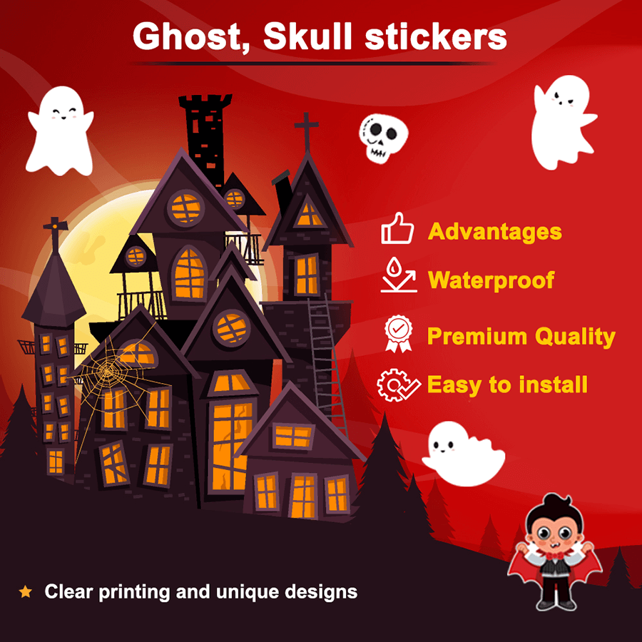 Ghost theme Halloween Window Stickers
