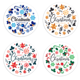 Christmas Gift Stickers - Round -  Colourful Xmas Ornaments