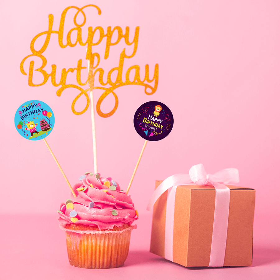 Cute animal Happy Birthday Stickers