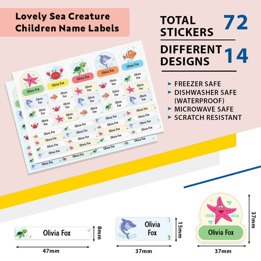 sea animal-themed name labels