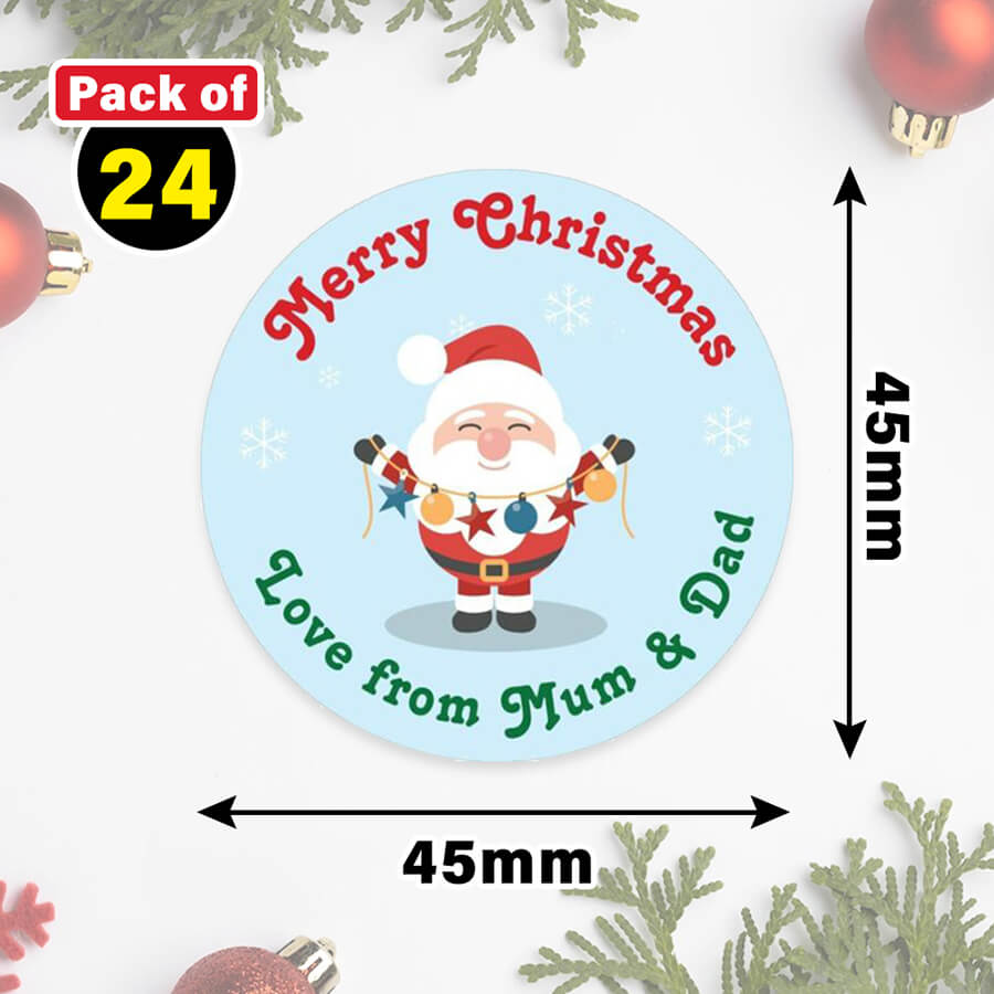 Personalised Christmas Sticker - Round - Santa