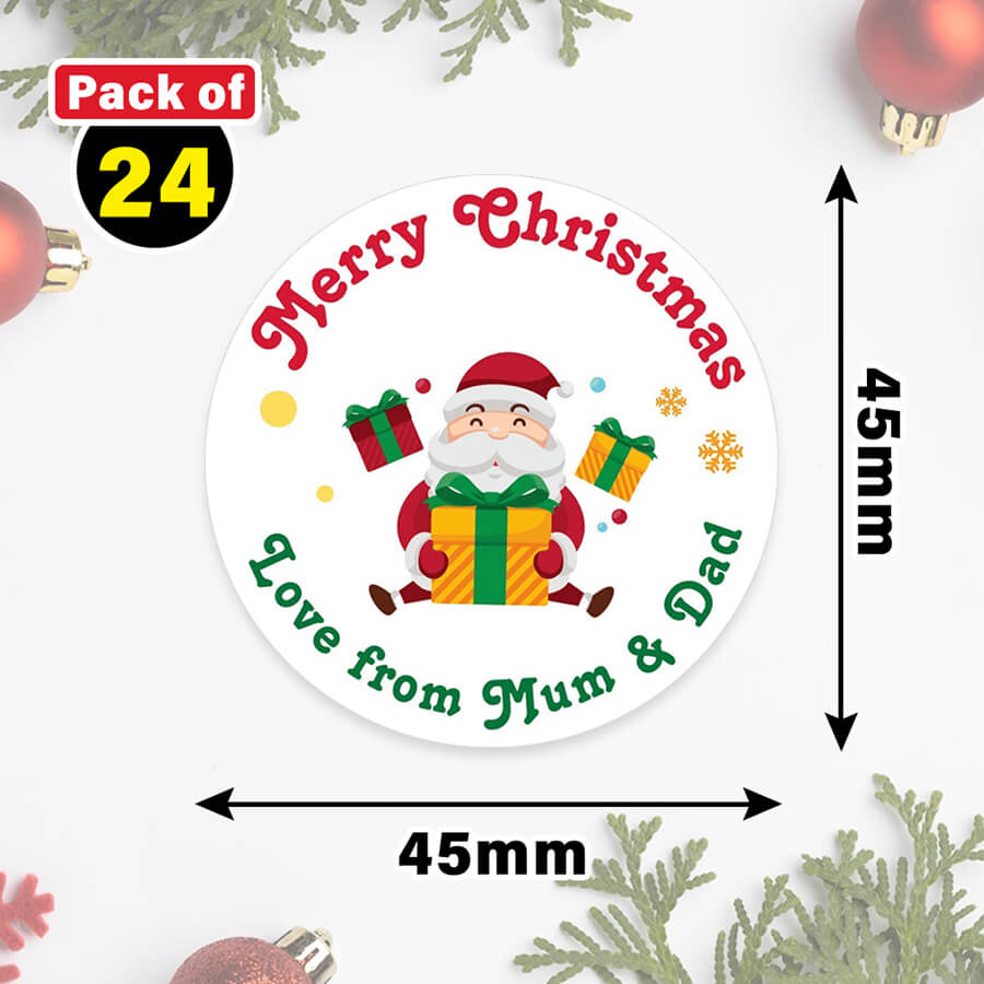 Personalised Christmas Sticker - Round - Santa Gift Labels