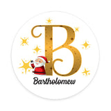 Personalised Christmas  Sticker - Round - Alphabet Santa